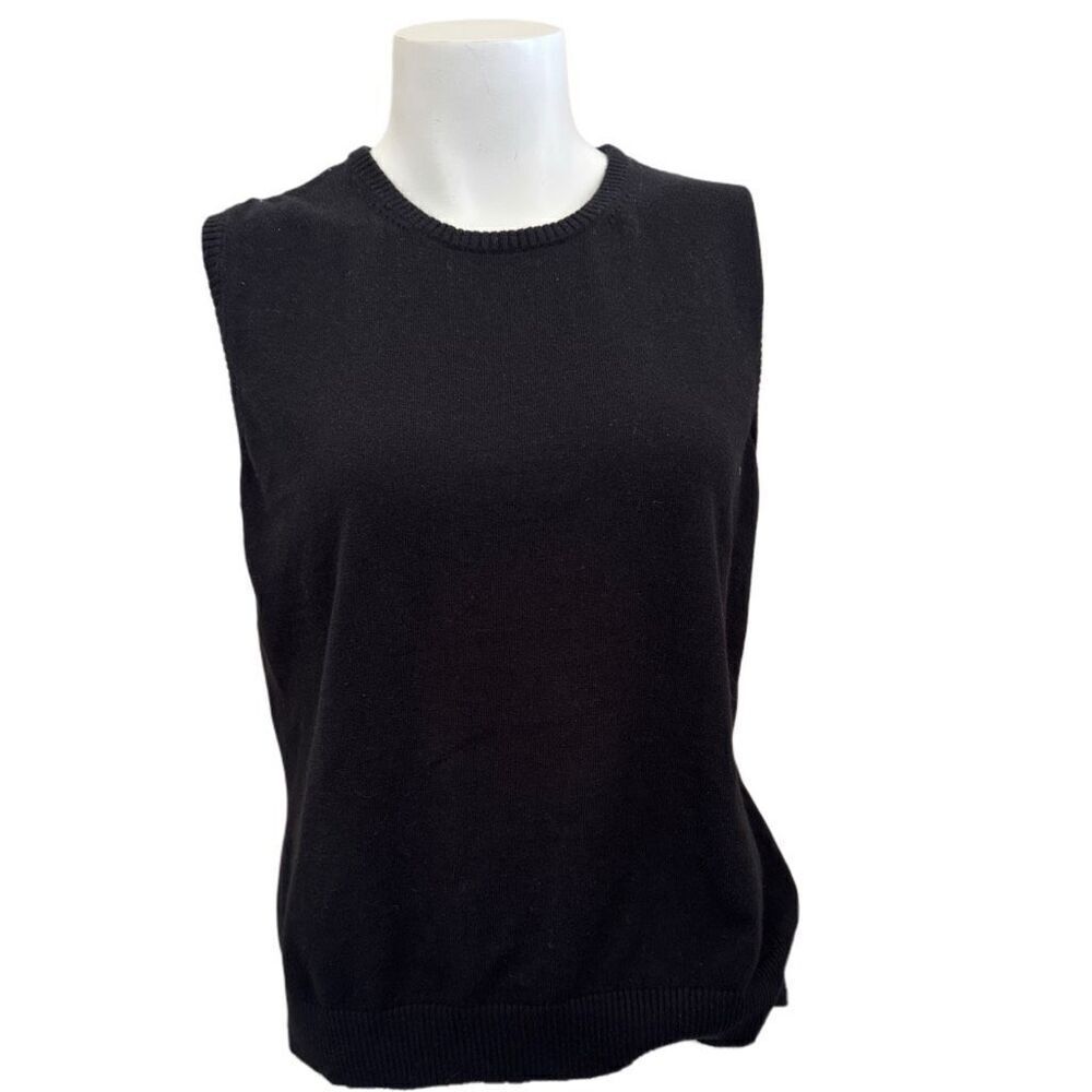 Cherokee XL womenβs sweater vest blackβsleeveless cotton round neck angora